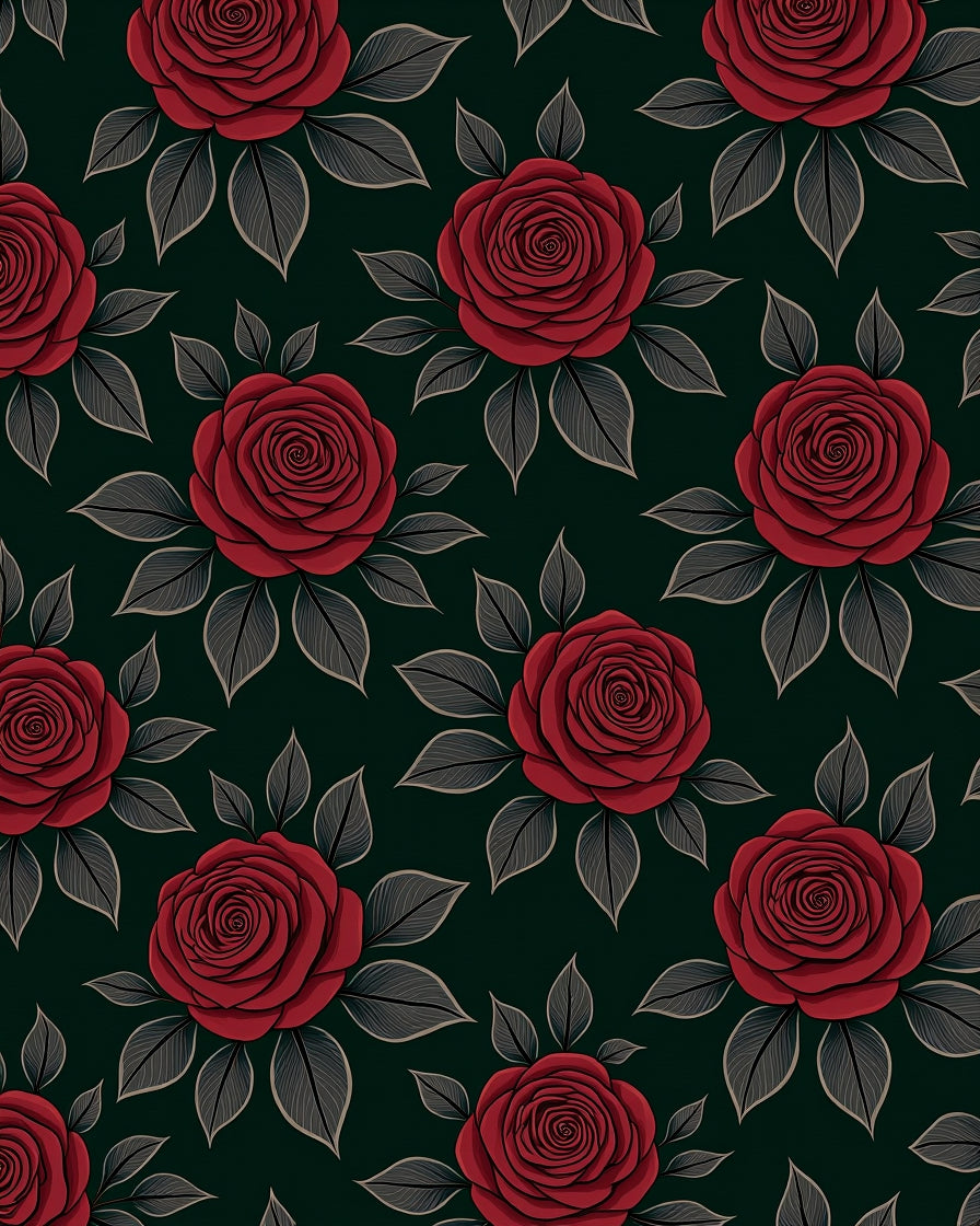 Red Rose Botanical Medallion Rug
