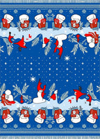 Whimsical Red White Figures Blue Night Rug