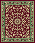 Ornate Maroon Floral Medallion Rug