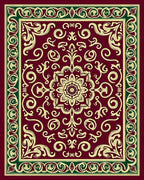 Ornate Maroon Floral Medallion Rug