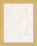 Cream Floral Scroll Ornamented Frame Rug