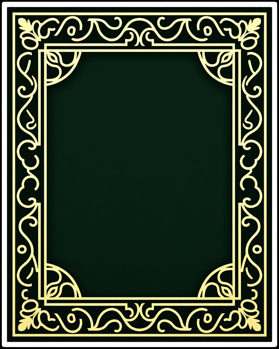 Elegant Gold Vine Scroll Border Rug