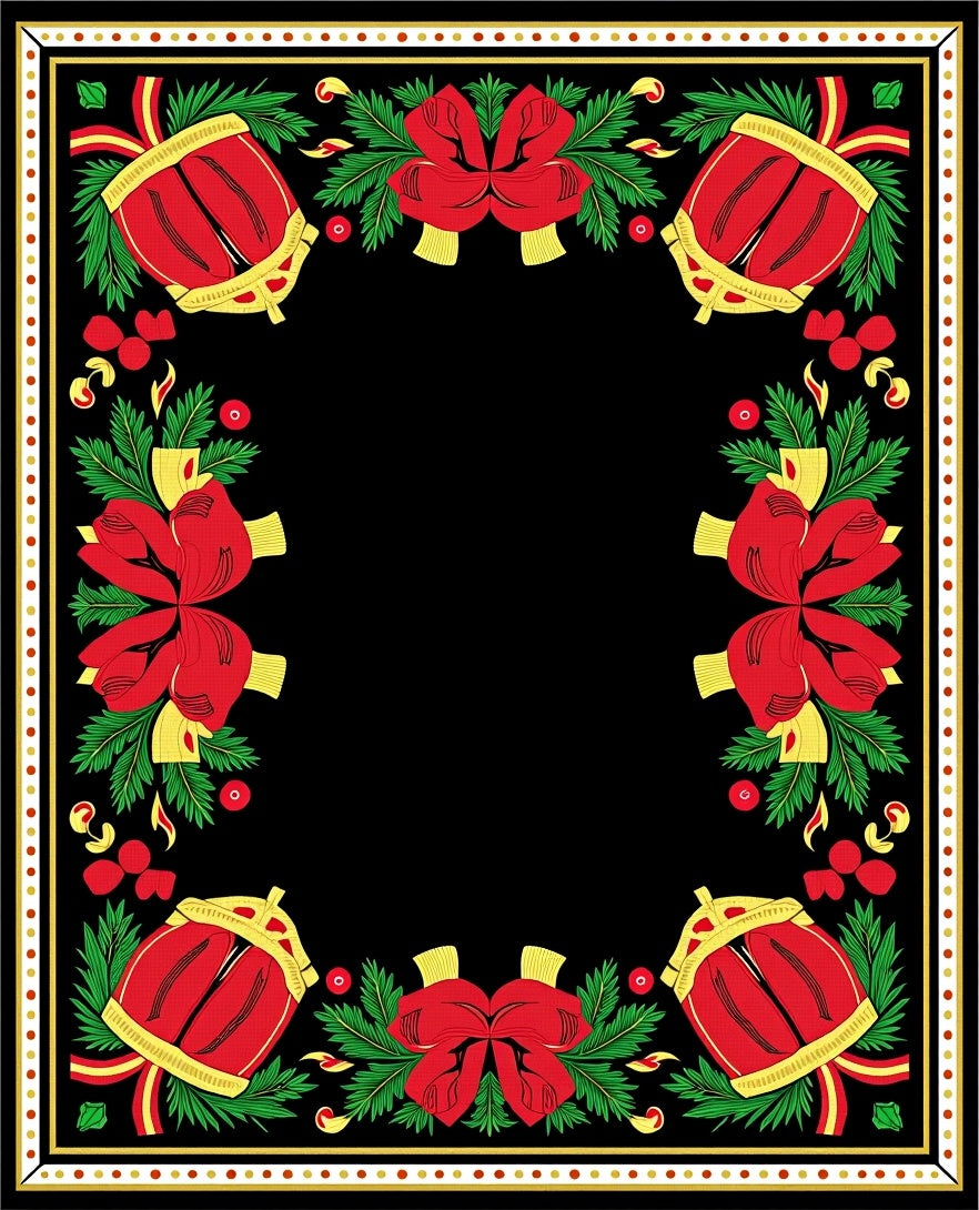 Red Drum and Bow Holiday Border Rug