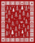 Crimson Winter Tree Snowflakes Border Rug