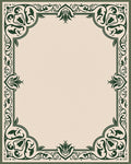Elegant Green Floral Corner Border Rug