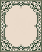 Elegant Green Floral Corner Border Rug