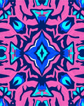 Vibrant Pink Blue Geometric Kaleidoscope Rug