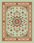 Pale Mint Floral Starburst Border Rug