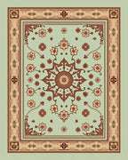 Pale Mint Floral Starburst Border Rug
