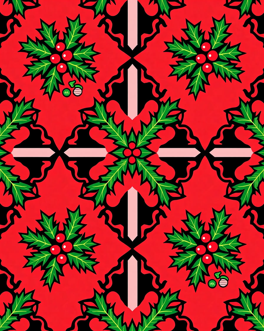 Vibrant Holly Berry Festive Repeat Rug
