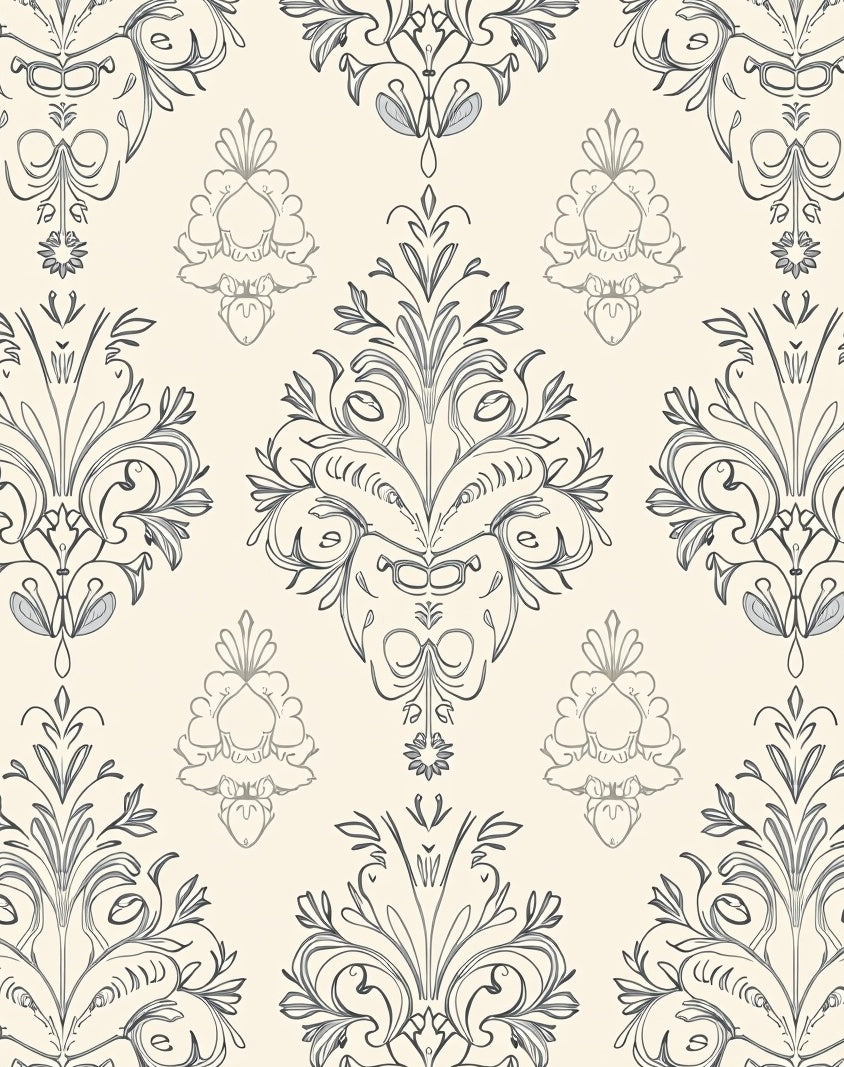 Elegant Cream Antique Damask Floral Rug