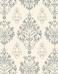 Elegant Cream Antique Damask Floral Rug