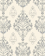 Elegant Cream Antique Damask Floral Rug