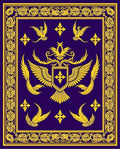 Majestic Gold Winged Crest Royal Blue Rug