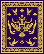 Majestic Gold Winged Crest Royal Blue Rug