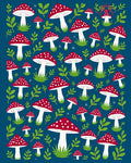 Whimsical Red White Mushroom Forest Companions Rug