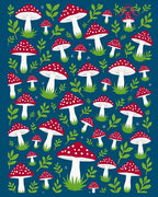 Whimsical Red White Mushroom Forest Companions Rug