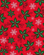 Red Poinsettia Snowflake Garland Rug