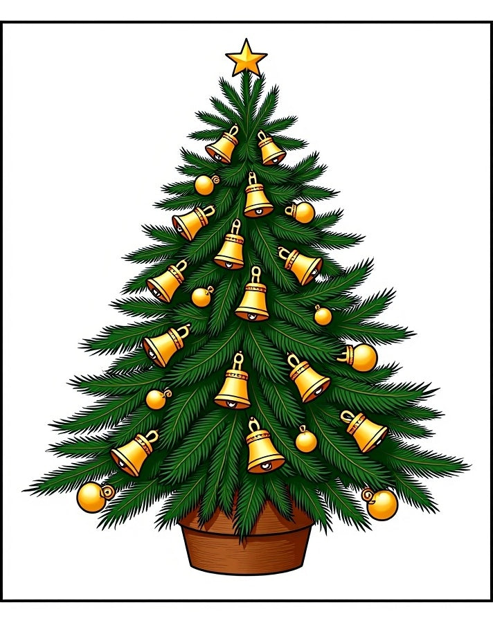Golden Bells Festive Christmas Tree Rug