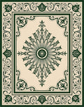 Forest Green Blooming Sunburst Frame Rug