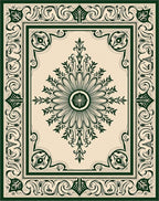 Forest Green Blooming Sunburst Frame Rug