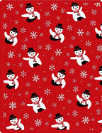 Whimsical Snowman Red Snowflake Field Rug
