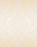 Cream Beige White Floral Damask Rug