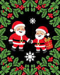 Festive Santas Red Green Foliage Rug