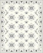 Elegant Grey Floral Bordered Cream Rug