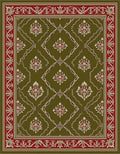 Olive Red Garden Floral Medallion Rug
