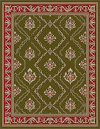 Olive Red Garden Floral Medallion Rug