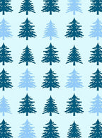 Cool Blue Woodland Pine Trees Rug