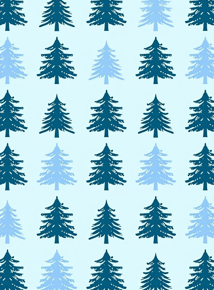 Cool Blue Woodland Pine Trees Rug