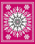 Fuchsia Snowflake Medallion Floral Border Rug
