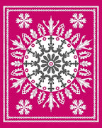 Fuchsia Snowflake Medallion Floral Border Rug