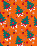 Teal Pine Tree Red Holly Berry Swirls Rug
