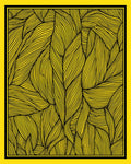 Vibrant Yellow Black Striped Foliage Rug