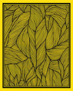 Vibrant Yellow Black Striped Foliage Rug