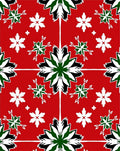Red White Green Star Floral Medallion Rug