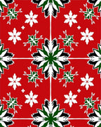 Red White Green Star Floral Medallion Rug