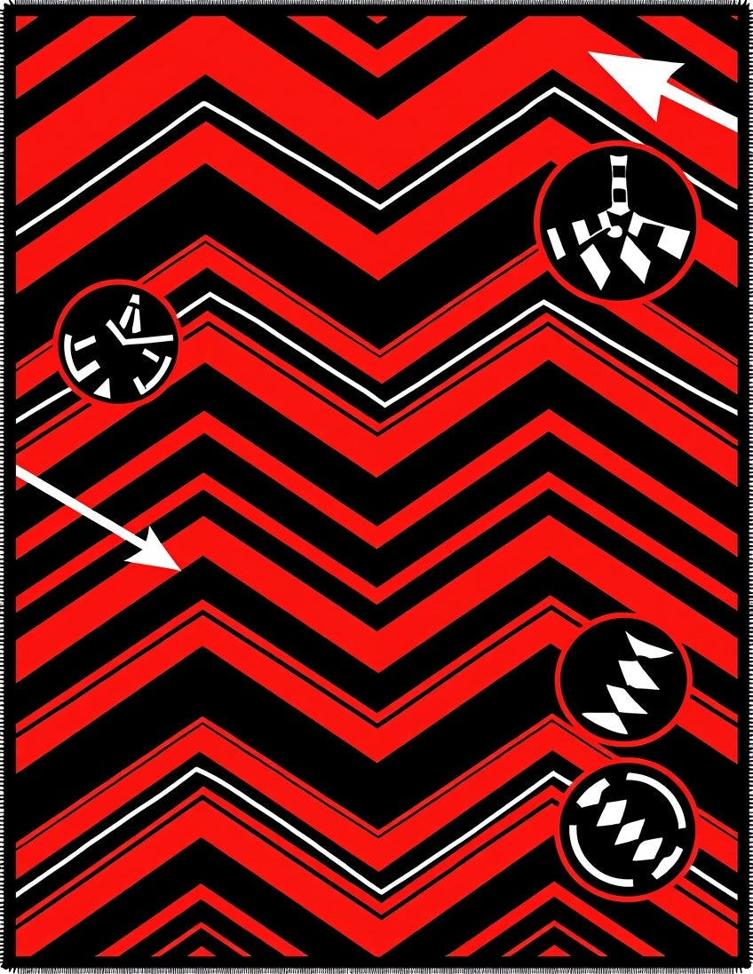 Bold Red White Zigzag Medallion Rug