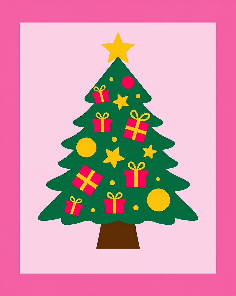 Festive Green Christmas Tree Gifts Rug