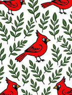 Bright Red Cardinal Foliage Repeating Rug