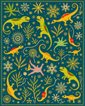 Whimsical Dinosaur Snowflake Jungle Rug