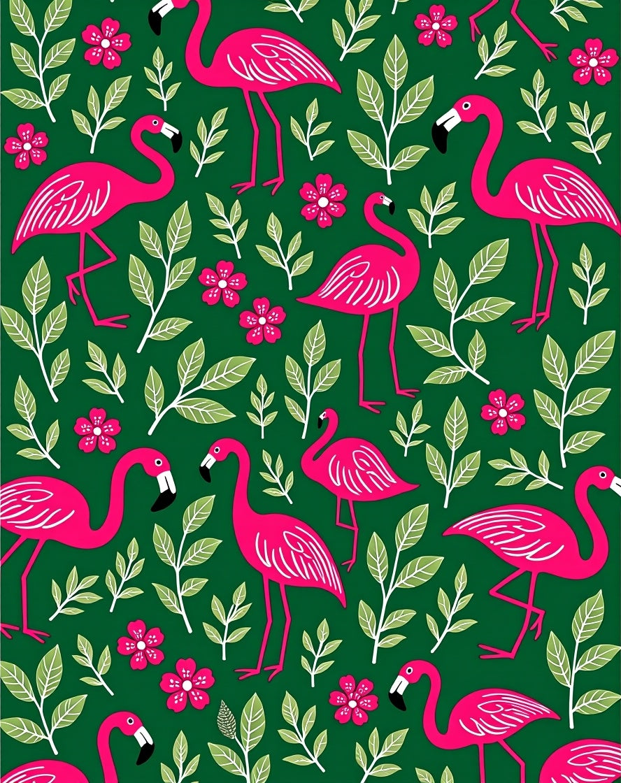Hot Pink Flamingo Tropical Garden Rug