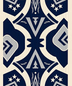 Navy Cream Geometric Star Emblem Rug