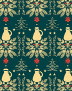 Cream Pitcher and Fern Repeating Pattern Rug