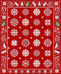 Crimson Red Snowflake Medallion Border Rug