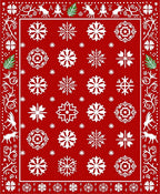 Crimson Red Snowflake Medallion Border Rug