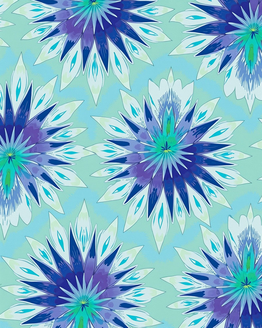 Vivid Teal Blue Floral Burst Rug